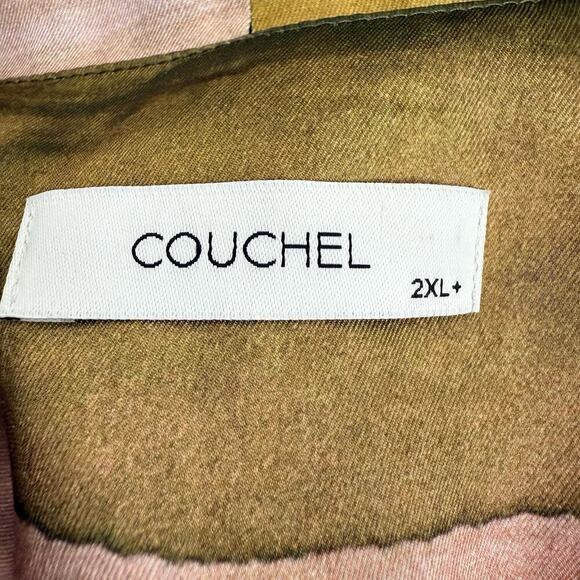 Couchel Shift Satin Midi Dress Plus Size 2XL Printed Tie Neck Long Sleeve Whimsy - Picture 11 of 16